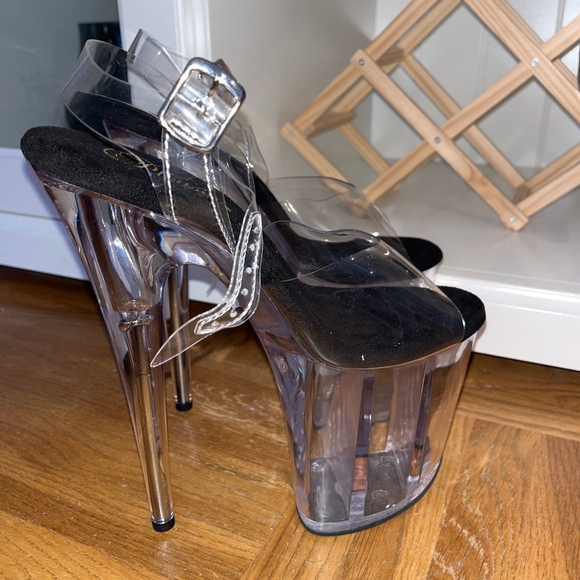 Clear Platform Stiletto Heels with Black Insole by Pleaser - Picture 13 of 13